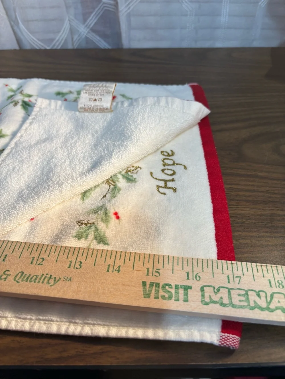 Lenox Believe & Hope Holiday Embroidered Finger Tip Towels - White